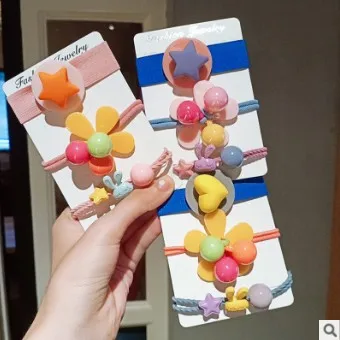 50 компл./лот 3 шт./компл. DIY Простые мульти ABS резинки Кролик Сердце Цветок Эластичность Кольца для волос Инструменты для укладки аксессуары HA643