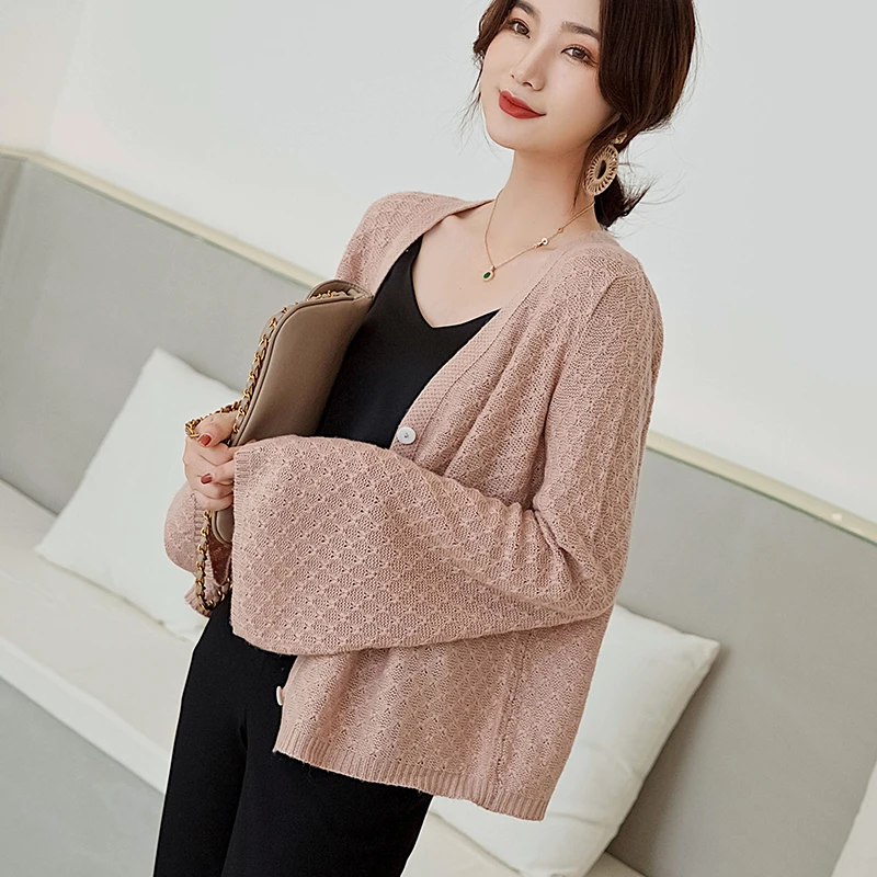 

100% Cashmere Cardigan Spring Autumn New European Women Fashion Outwear Knitted Cashmere Sweater Coat Ladies Cardigans
