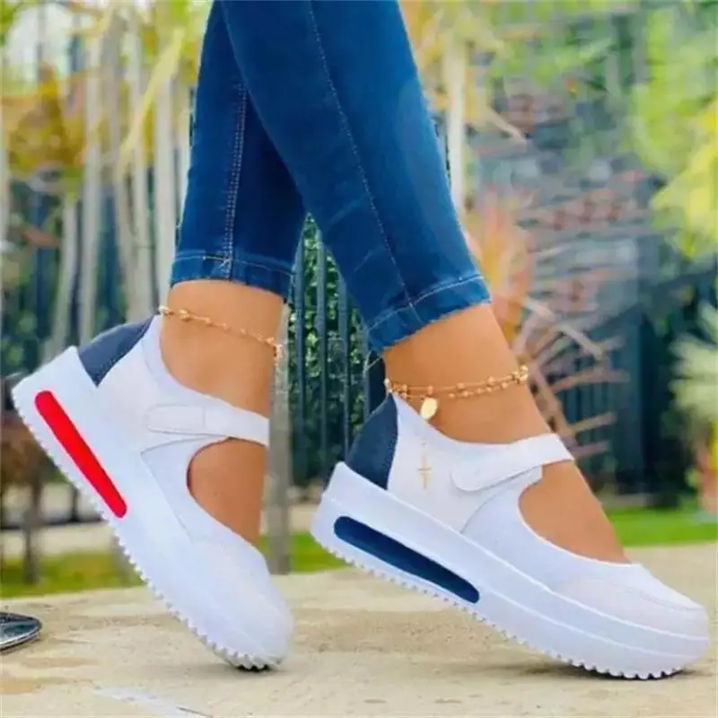 Zapatillas de deporte con cordones para mujer, zapatos deportivos con plataforma, transpirables, con estampado de leopardo, vulcanizados, 2021