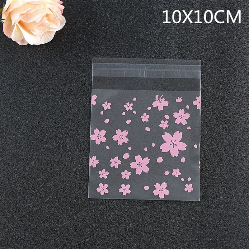 100 шт пластиковые пакеты прозрачный целлофановый пакет с цветочным рисунком и