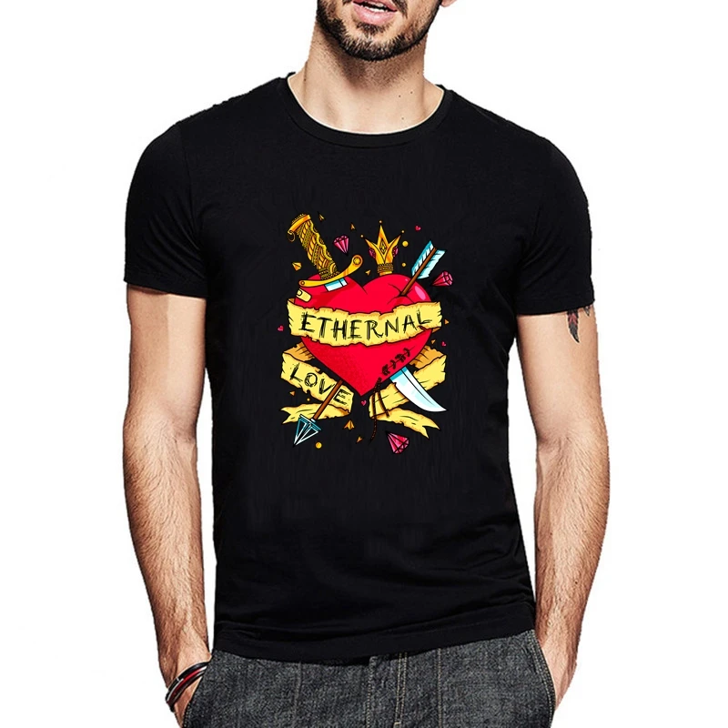 

TriDitya HT0584# ETHERNAL LOVE Unisex Cotton Tee-shirt O Neck Short Sleeve Tshirt Custom-made