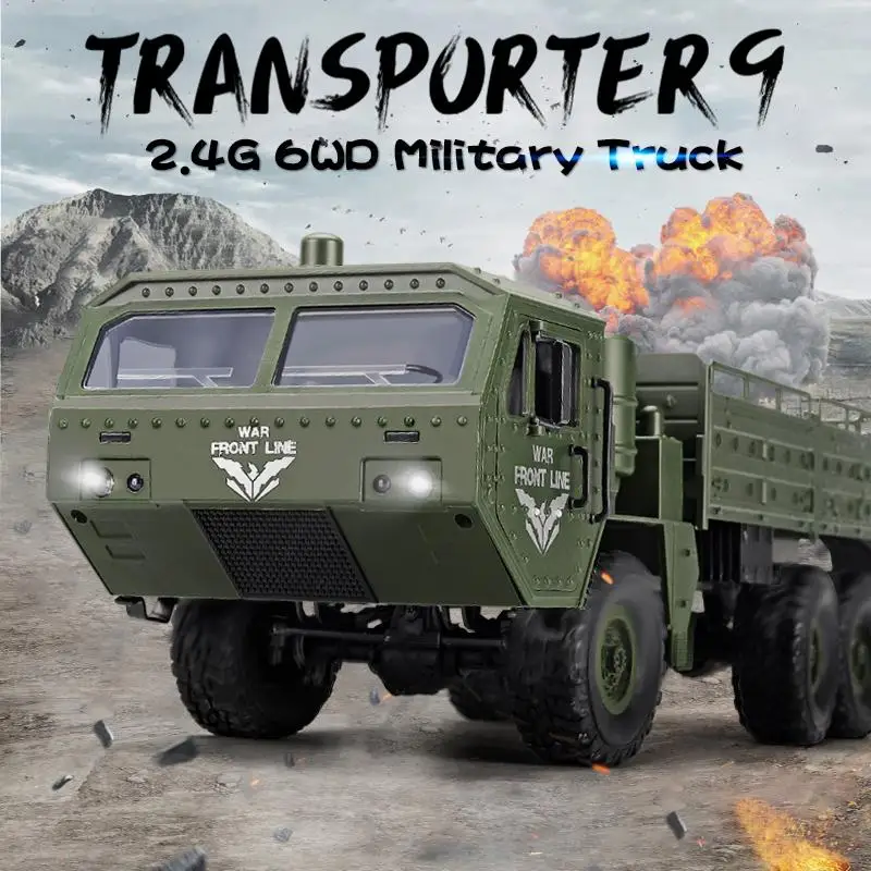 

JJRC Q75 RC Car 1:16 2.4Ghz Military Car Off-Road Rock Crawler RC Vehicles Half Scale Six-Wheels Truck Toy Gift for Kids