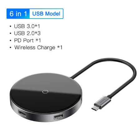 Baseus USB Type C HUB to HDMI 4k USB 3.0 HUB Type-c PD Power Adapter For MackBook Pro Air Qi Wireless Charger USB-C Splitter HAB - Цвет: USB 3.0 USB C HUB