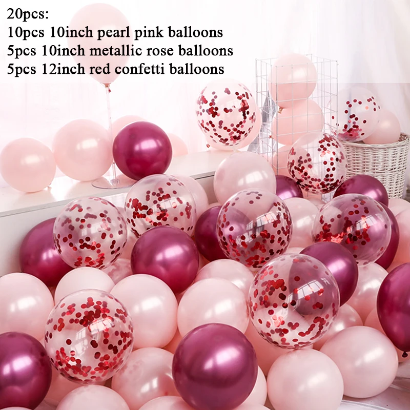 20 шт жемчужно-розовые шары набор конфетти шары хром металлик Globos День рождения Свадебные украшения баллон гелия - Цвет: 2