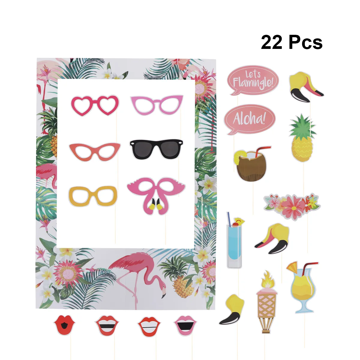 

22pcs Mexican Fiesta Party Favors Summer Beach Photo Booth Props Set Party Supplies Photobooth Props Selfie Wedding Decoration