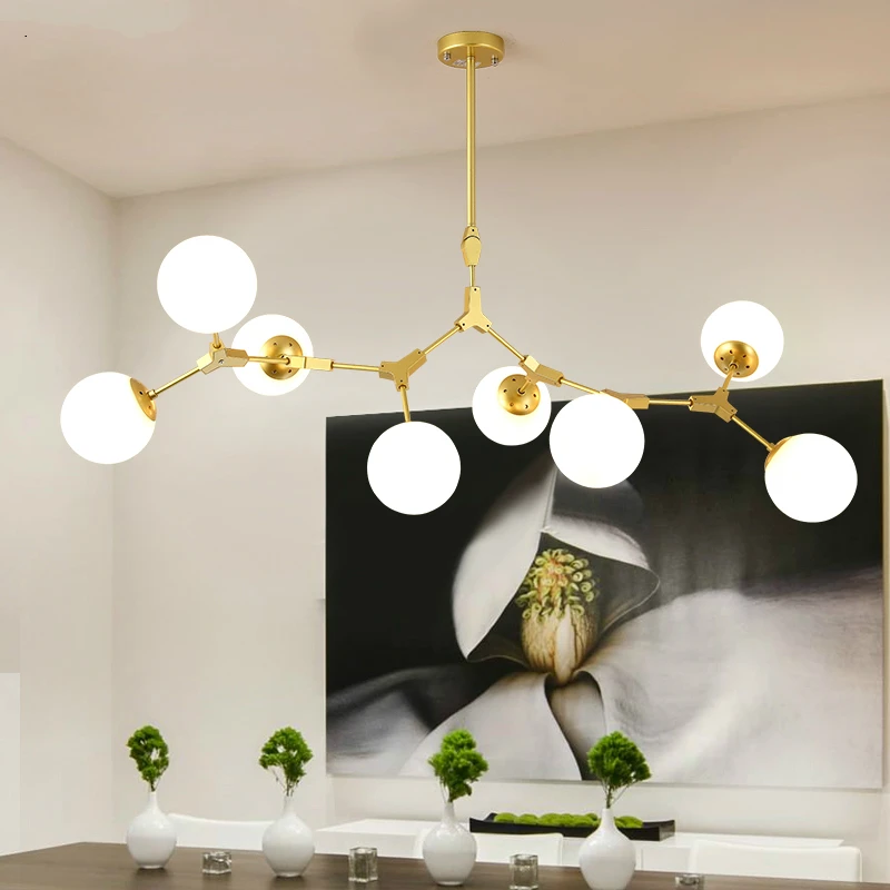 Американский Лофт RH Ретро металлический круглый светодиодный E27 люстра Lustre Luminaria для гостиной, стеклянная люстра, Золотой светодиодный светильник