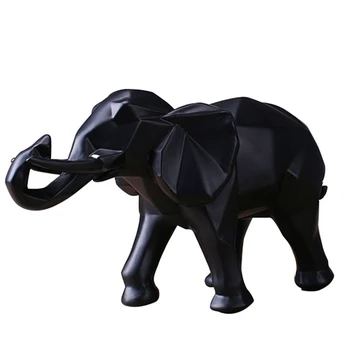 

New-Modern Geometric Black Elephant Resin Home Decoration Accessories Crafts Statue Ornament