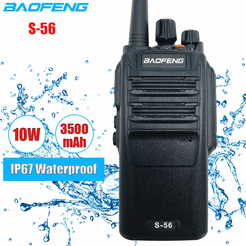 10 Вт Водонепроницаемый Baofeng S-56 иди и болтай Walkie Talkie “иди и 3500 мА/ч, для охоты, Любительское радио, Си-Би радиосвязь станция 10 км UHF приемно-передающая радиоустановка трансивер BF-9700 рация
