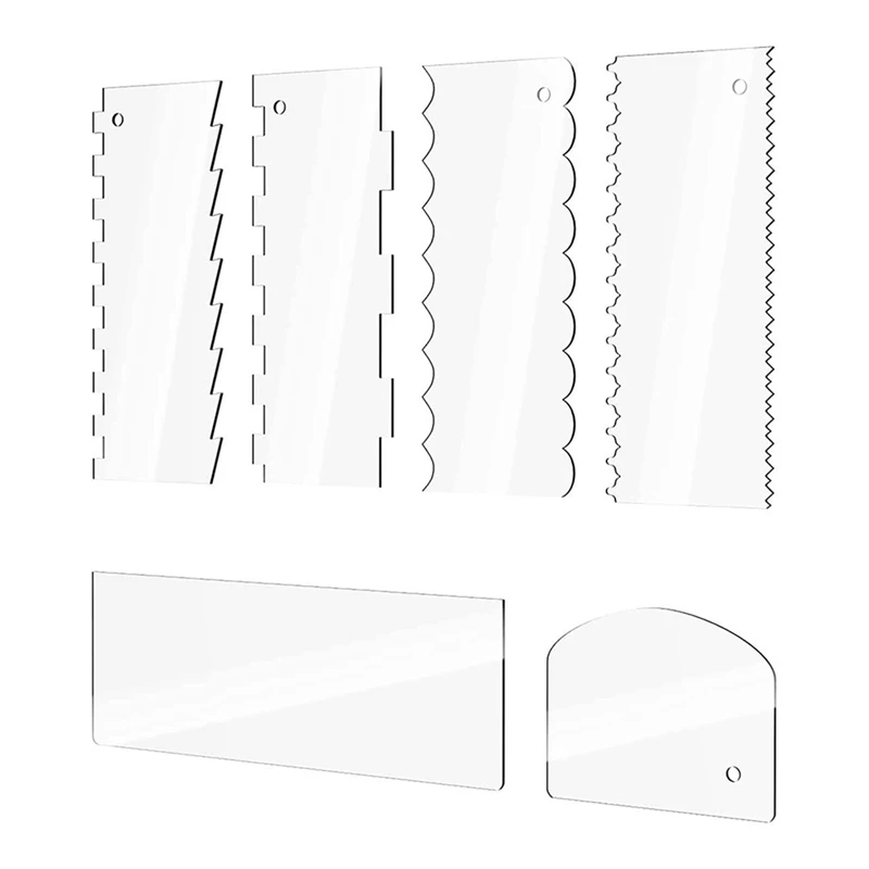 US 6x Clear Acrylic Cake Scraper Set Decor Contour Comb Saw Tooth Smoother Tool US 6x Clear Acrylic Cake Scraper Set Decor Contour Comb Saw Tooth Smoother Tool