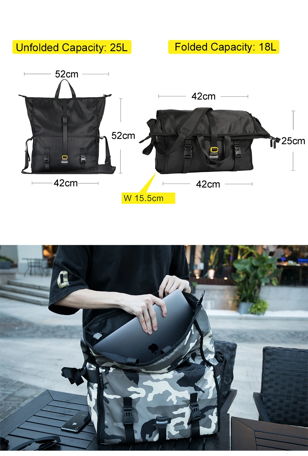 Rhinowalk Camouflage Travel bag Waterproof Men Women Messenger Bag Multifunctional Bicycle Rear Rack Pannier Fitness Bag 18-25L  (9)