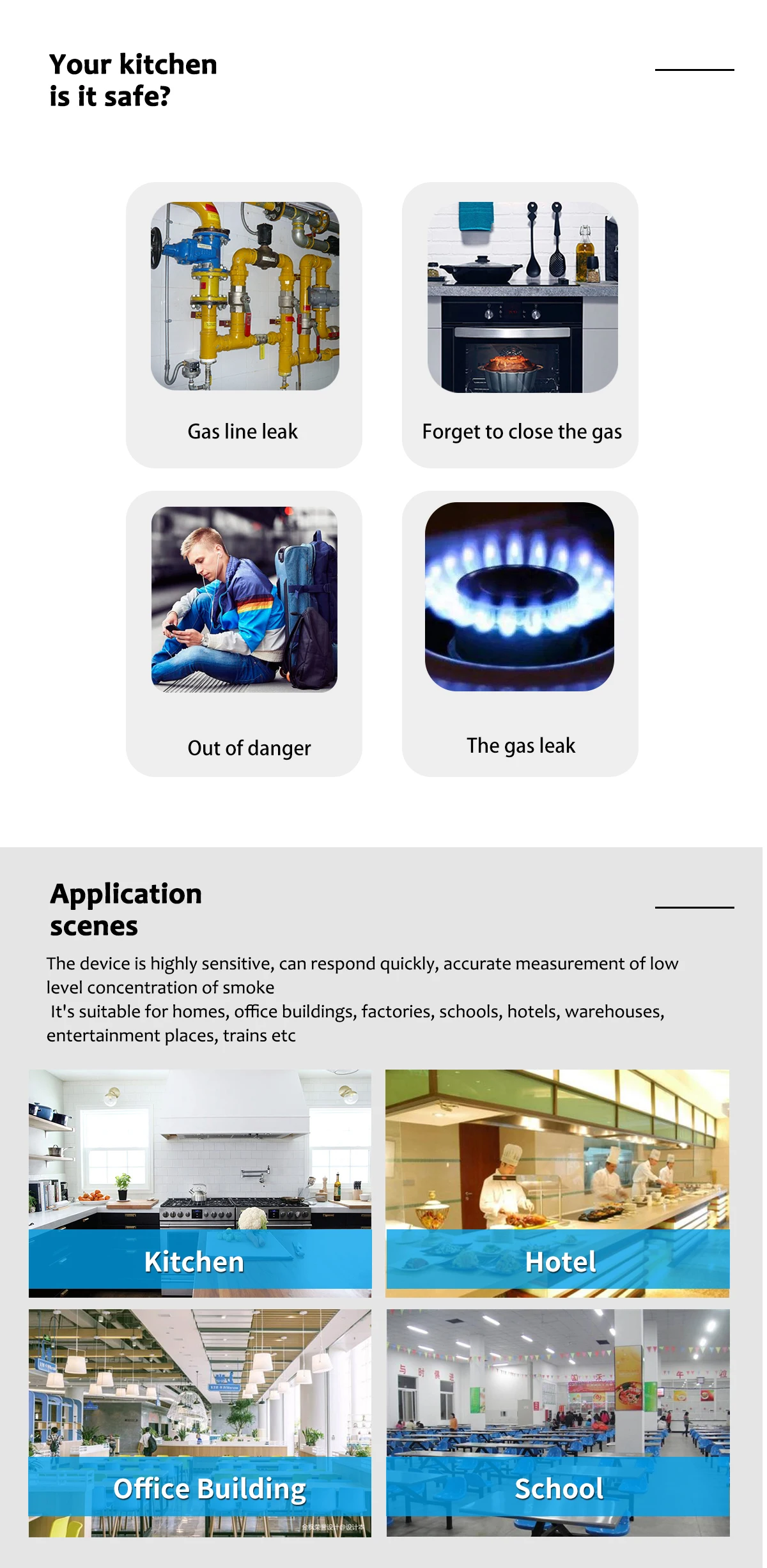 emergency strobe lights Wifi Natural Gas Sensor Combustible Household Smart LPG Gas Alarm Detector Leakage Sensor Wifi Temperature Detectors home panic button