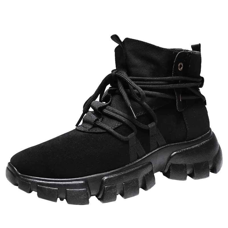 Новинка; мужские ботинки; резиновые военные ботинки до щиколотки; мужские кроссовки; повседневная обувь; уличные рабочие ботинки; Мужская походная обувь; YGd-7971 - Цвет: Black