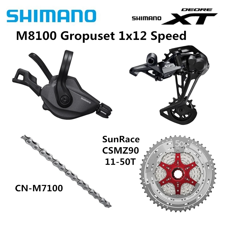 SHIMANO DEORE XT M8100 4 шт. набор горного велосипеда 1x12s 11-50T SL+ RD+ CSMZ90+ KMCX12/CN-M7100 задний переключатель длинная клетка