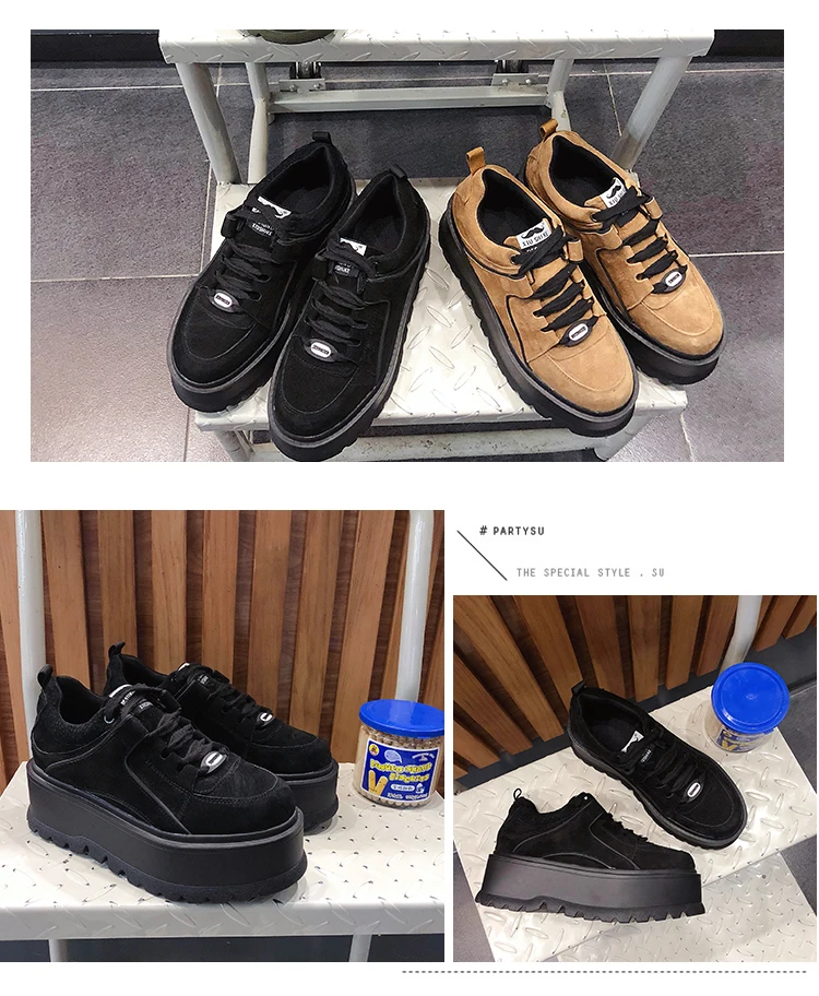 LazySeal/обувь на платформе; женские кроссовки; замшевые спортивные ботинки, увеличивающие рост; женская обувь на толстой подошве со шнуровкой; обувь на высоком каблуке