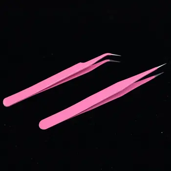 

Stainless Steel Anti-Static Eyelash Extensions Styling Tools Profession EyeLash Extension Tweezers Straight/Curved Makeup Tools
