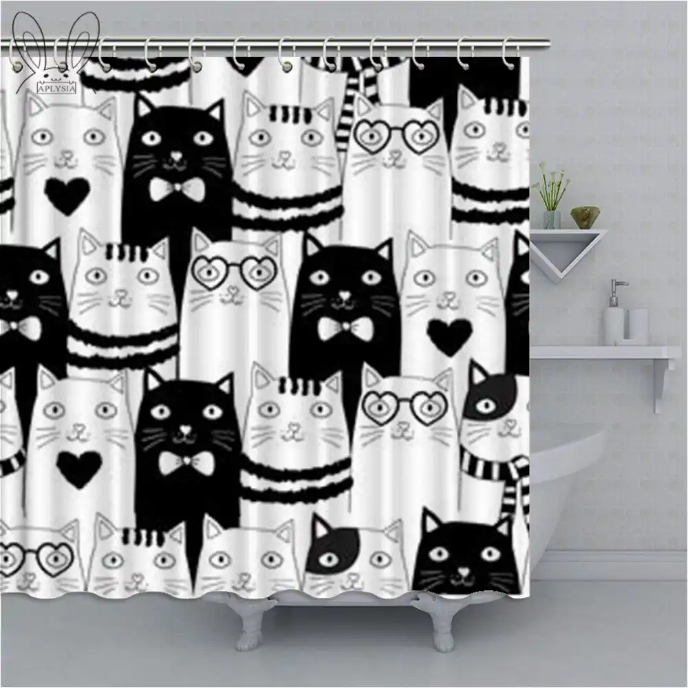 Aplysia Cute Baby Cat Pink Grey Pastel Lovely Kitty Kitten Cartoon Bathroom Shower Curtain Accessories For Children Decor Shower Curtains Accessories Shower Curtainbathroom Shower Curtain Aliexpress