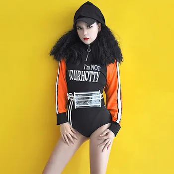 

Hooded Jazz Dance Costumes Women DJ Pole Dance Bodysuit Gogo Dancers Performance Clothing Rave Outfit Disco Jumpsuit DC3652
