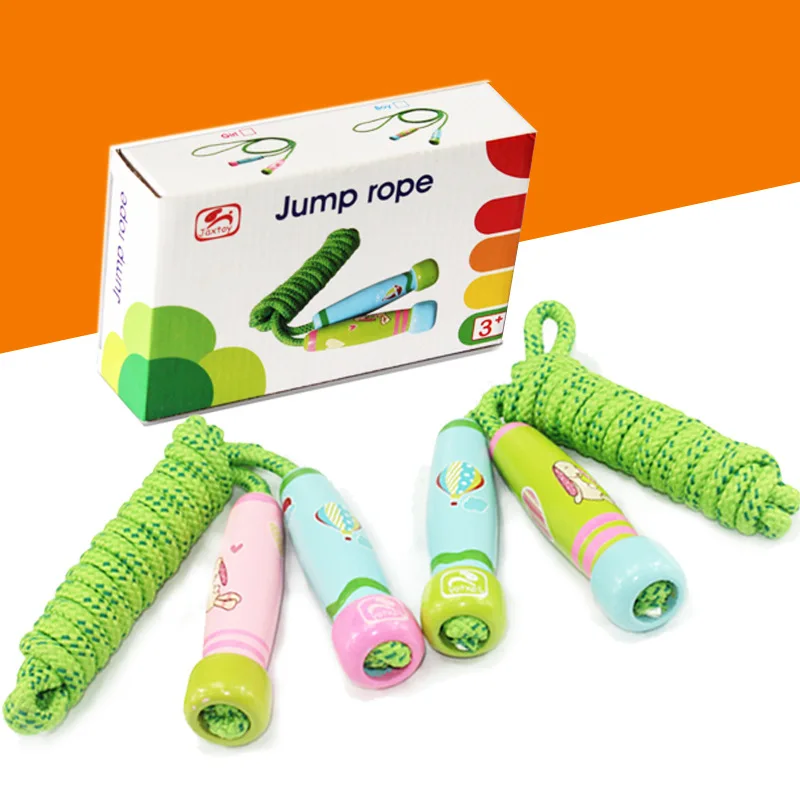 

Jaxtoy Wooden Cartoon Jump Rope Children Sports Wood Jump Rope Kindergarten Toy Fitness Boxed. 17