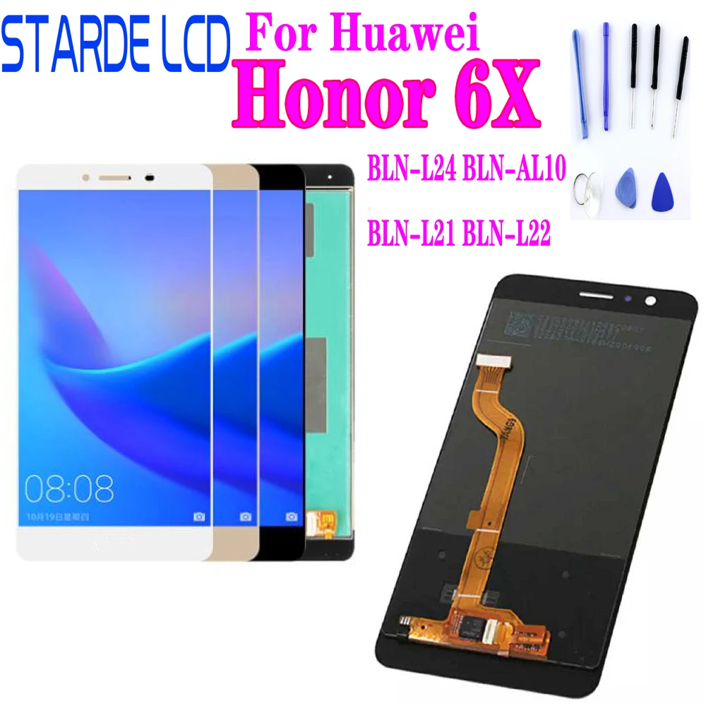 100% протестированный ЖК дисплей для Huawei Honor 6X BLN L24 AL10 L21 L22 с сенсорным экраном и
