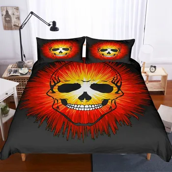 

Darkly Style Series Bedding Sets Skull Face Duvet Cover Soft Microfiber Bedclothes Pillowcase Twin Double King Size Adults Set