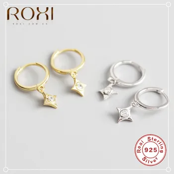 

ROXI 925 Sterling Silver Mini Zircon Star Pendant Small Stud Earrings for Women Female Wedding Jewelry Geometric Crystal Earring
