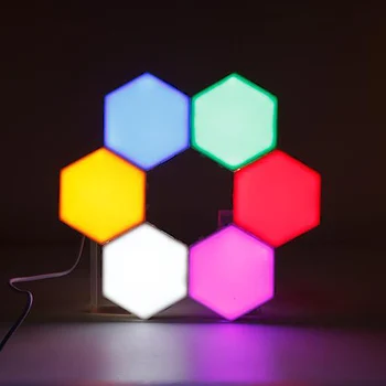 

Home Bedroom Corridor Wall Lantern LED Touch Sensitive Magnetic Lamp Hexagon Colorful Modular Quantum Night Lights