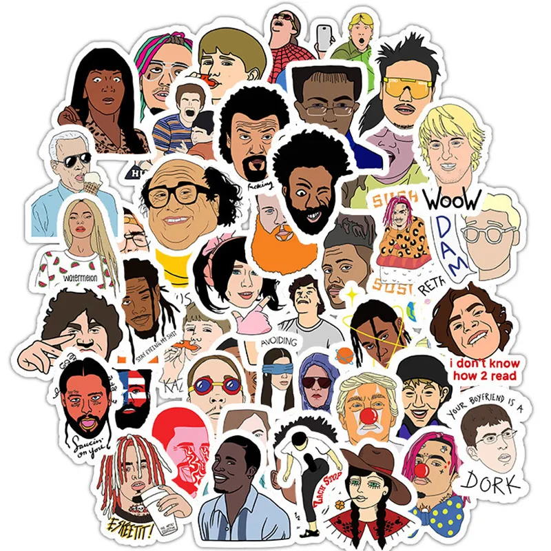 

50pcs Funny MEME Friend Waterproof Stationery Sticker PVC Skateboard Suitcase Luggage Laptop Sticker Kid Toy DIY Sticker