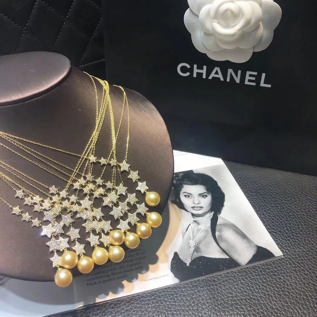

Butterfly Home Fxxs2a19dii round Glare Virgine S925 Necklace 9-10mm Nanyang Kim Natural Color Modern And Trendy/women
