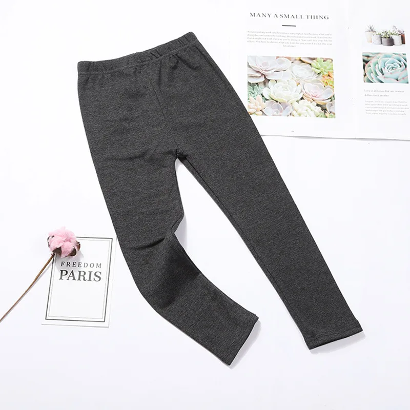 Детские штаны для девочек, весенне-Осенние эластичные узкие брюки ярких цветов, Детские однотонные леггинсы для От 2 до 11 лет, одежда для детей - Цвет: Dark Gray
