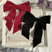 New Fashion Wine Red Flannel Bow Hairpin Sweet Side Clip Hair Accessories for Women 2020 Bridal Headdress Wedding Jewelry Party