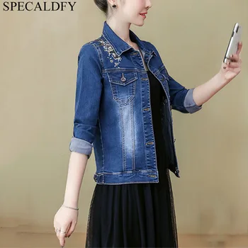 

Spring Jeans Jacket Women Vintage Floral Embroidery Denim Jackets Plus Size 3XL Oversized Coat Outwear Chaqueta Mujer
