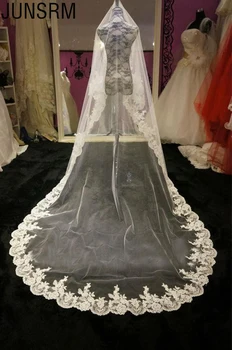 

Hot Sale 2019 Wedding Veil Lace Cathedral Wedding Accessories White Ivory Cheap Long Voile Marriage Bridal Veil