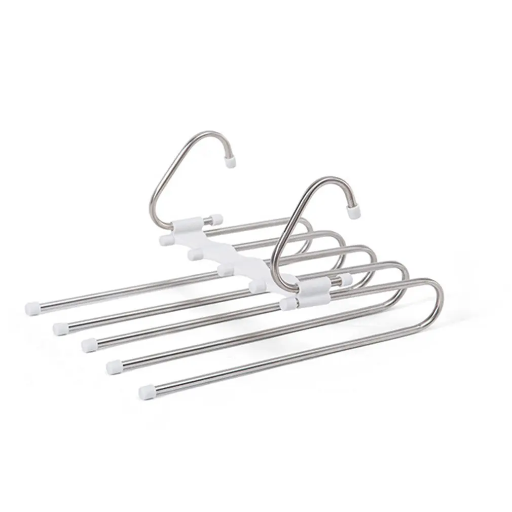 

5 in 1 Wardrobe Hanger Pants Scarf Skirt Storage Clothing Hanger Organizing Non Slip Stainless Steel Portable Foldable