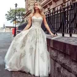 Eightree Милое Свадебное платье вышитые кружевные нашивки платье невесты Vestido de novia без спинки атласное белое свадебное платье 2020