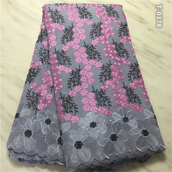 

Pink African Swiss Cotton Lace Fabric 5 Yards Nigerian Swiss Voile Lace In Switzerland With Stones For Party Dress