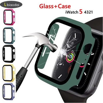 

Tempered Glass+case For Apple Watch 5 4 44mm 40mm iWatch 3 2 1 42mm 38mm Screen Protector+cover bumper apple watch Accessories