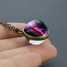 Вселенная звезда ожерелье со стеклянным шариком двойной размер