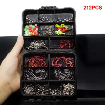 

212pcs Small Fishing Tackle Kit Multi Function Accessories Portable Outdoor Gift With Box Sea Swivel Lightweight Hooks Tool