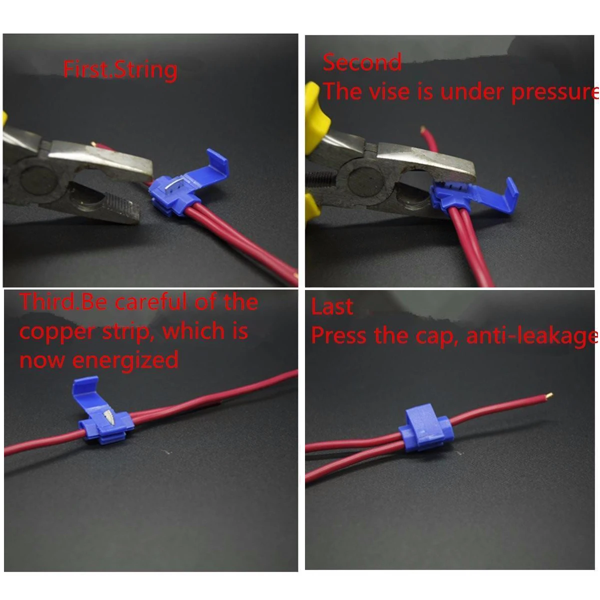 100pcs Electrical Wire Cable Quick Splice Lock Terminal Connectors Crimp Set AWG 22-10 0.5-6.0mm2