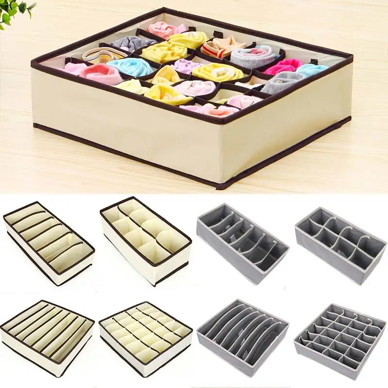

Bra For Scarfs Drawer Multi-size Socks Storage Box Popular 1PC Closet Organizer Underwear Organizer Foldable Wardrobe Non-woven