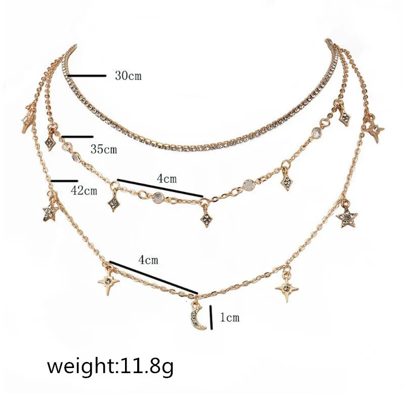 ALYXUY, новое модное многослойное ожерелье-чокер с кристаллами, звезда, луна,, Классическая Подвеска для золотой цепочки, ожерелье для женщин, ювелирное изделие, подарок