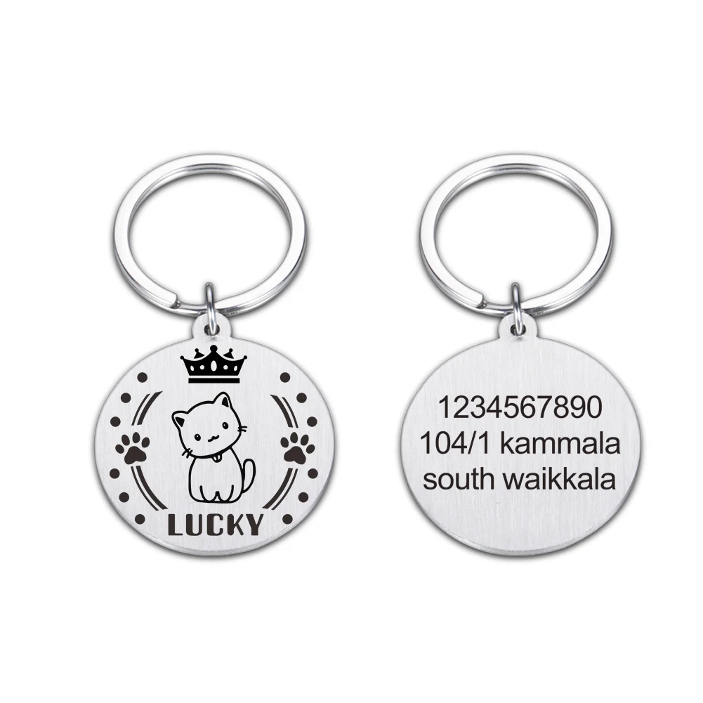 Personalized Cats Dogs ID Tags Flower Wreath Custom for Small and Large Pet Collar Accessories Name Charm Engraved Double Sided 