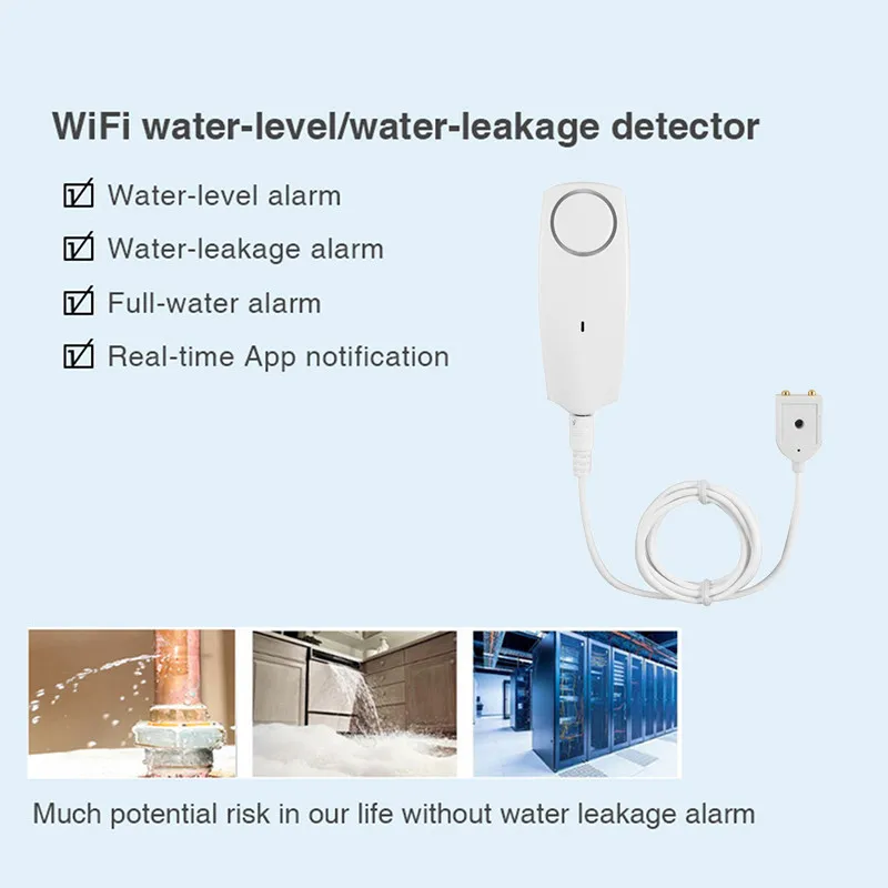 Беспроводной датчик утечки жидкости WiFi детектор уровня воды утечка перелив зуммер Tuya приложение в режиме реального времени Push сигнализация оповещения умный дом