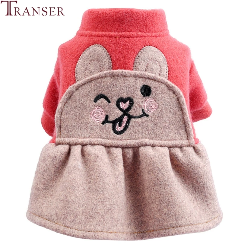 

Transer Cute Rabbit Warm Dog Dress Stand Collar Fleece Pet Clothes Little Small Dog Dresses Winter Pets Dogs Costume Coat 9904
