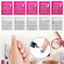 6 шт., набор керамических алмазных сверл для ногтей, фреза для маникюра, роторные сверла для чистки, Электрический станок, аксессуары для дизайна