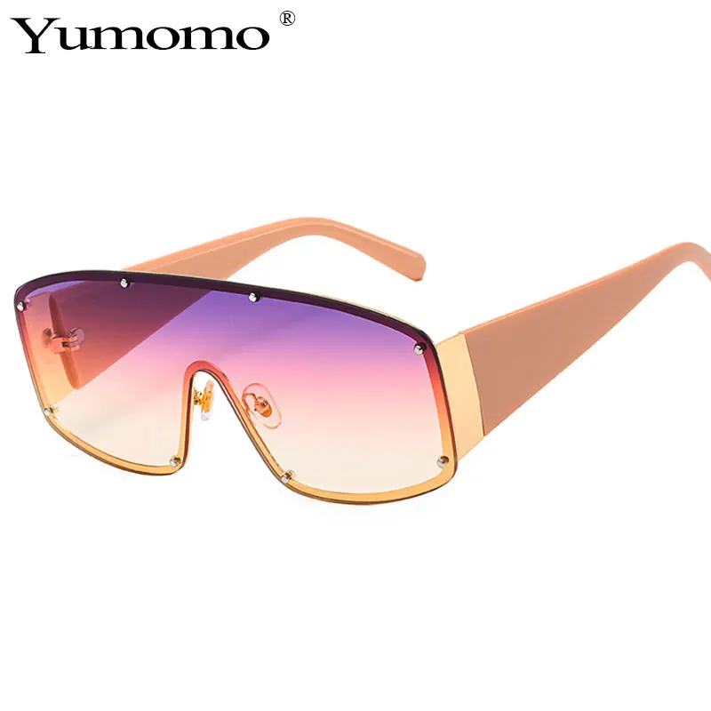 Цельные крупные женские солнцезащитные очки Квадратные брендовые Дизайнерские мужские солнцезащитные очки градиентные солнцезащитные очки с большими рамами для женщин UV400 - Цвет линз: 6