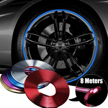 

Universal 8M Car Hub Trim Decoration Anti-Collision Electroplating Reflective Strip Wheel Rim Protector Ring Wheel Tire stickers