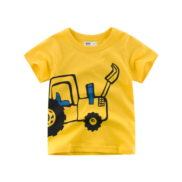 Cartoon Boys Girls Kids Car Print T Shirt For a Boy Children Summer Short Sleeve T-shirt Cotton Tops Clothing 2-8 Years