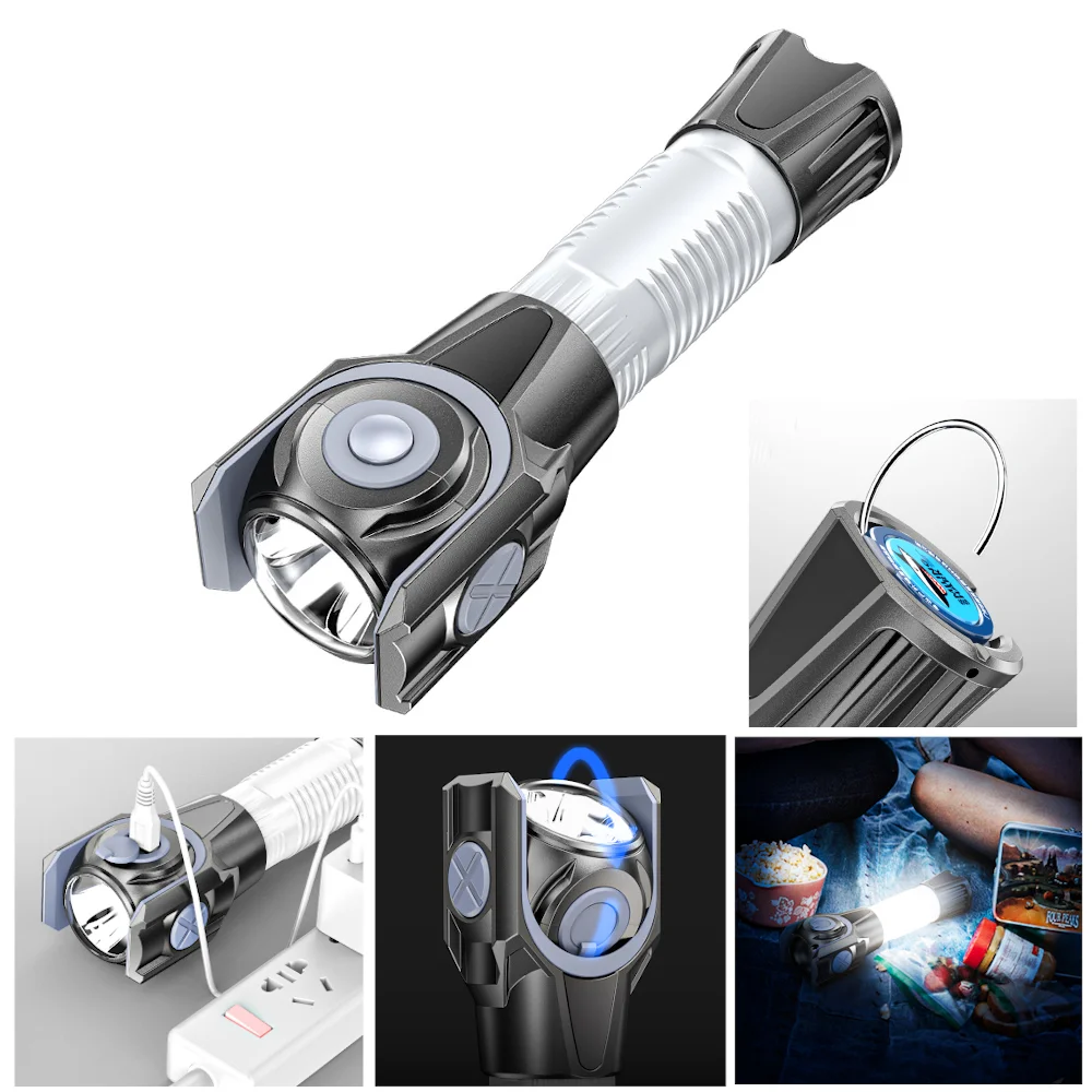 300M USB Strong Light Portable Mini Rechargeable LED Flashlight Electric Torch 
