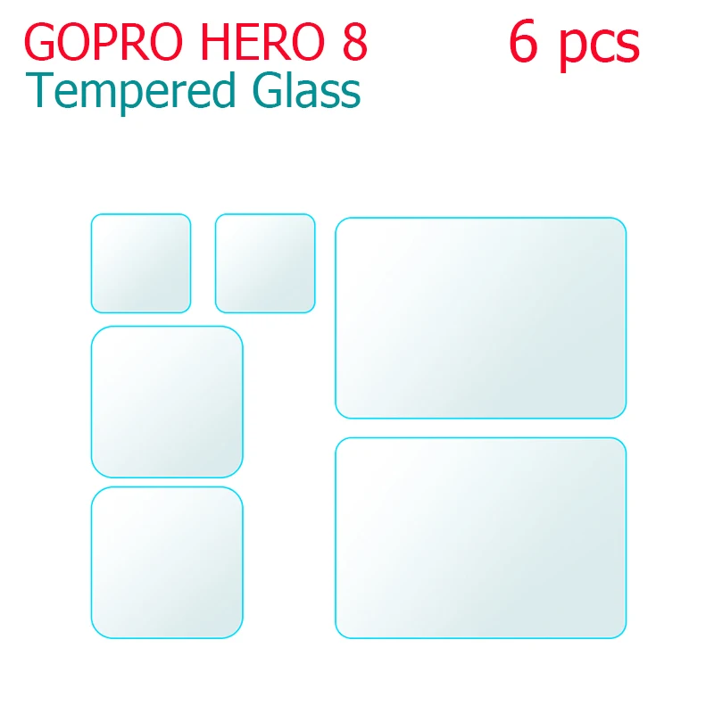 6 шт. защита для экрана из закаленного стекла Gopro Hero 8 черная спортивная камеры